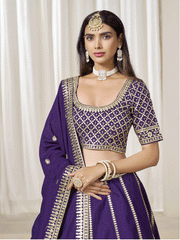 Purple Silk Zari Embroidered Gota Lehenga Wedding Wear