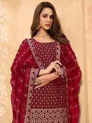Rani Pink Mirror Embroidered Georgette Sharara Suit