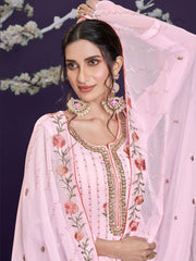 Pink Multi Embroidered Designer Palazzo Suit