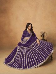 Wedding Festive Purple Embroidered Lehenga Choli