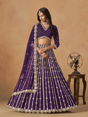 Wedding Festive Purple Embroidered Lehenga Choli