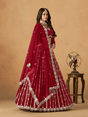 Red Silk Zari Embroidered Gota Lehenga Wedding Wear