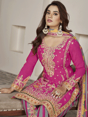 Designer Rani Pink Punjabi Style Dhoti Style Salwar Suit