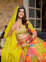 Print Silk Designer Lehenga Choli in Multi Colour