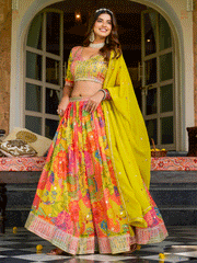 Print Silk Designer Lehenga Choli in Multi Colour