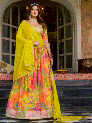 Print Silk Designer Lehenga Choli in Multi Colour