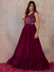 Embroidered V-Neck Gown Ethnic Dresses
