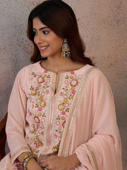 Women Ethnic Motifs Embroidered Regular Thread Work Kurta with Palazzos & With Dupatta