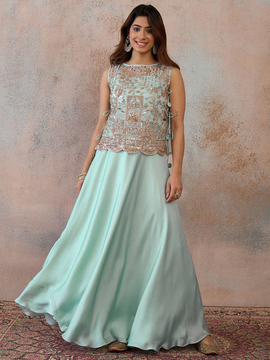 Bling and Sparkly Embroidered Top with Skirt