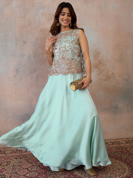 Bling and Sparkly Embroidered Top with Skirt