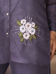 Purple Organza Designer Kurti For Festival