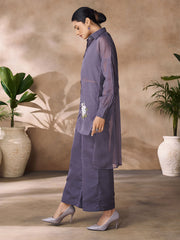 Purple Organza Designer Kurti For Festival