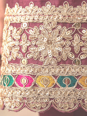 Pink Embroidered Chinnon Silk Palazzo Suit
