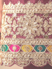 Pink Embroidered Chinnon Silk Palazzo Suit