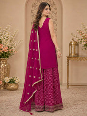 Rani Georgette Palazzo Salwar Suit with Embroidered and Swarovski Work