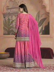 Women Alina Cut Bandhani Printed Regular Sequinned Kurta with Palazzos and With Dupatta
