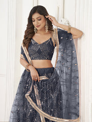 Black Stylish Wedding Wear Lehenga