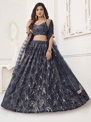 Black Stylish Wedding Wear Lehenga