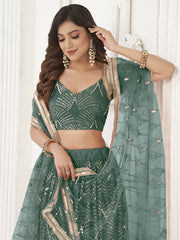 Green Fantastic Wedding Wear Lehenga