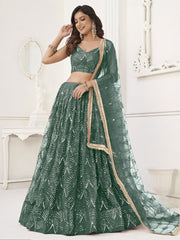Green Fantastic Wedding Wear Lehenga