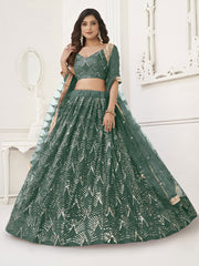Green Fantastic Wedding Wear Lehenga