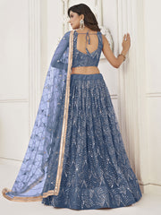Sky Blue Trendy Embroidered Lehenga