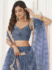 Sky Blue Trendy Embroidered Lehenga