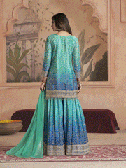 Women Alina Cut Bandhani Printed Regular Sequinned Kurta with Palazzos and With Dupatta