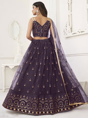 Adorable Purple Sequins Net Function Wear Lehenga Choli With Dupatta