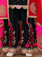 Chinon Palazzo Salwar Suit In Cream Color
