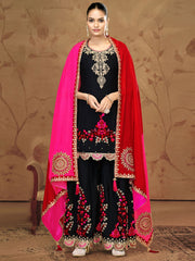 Chinon Palazzo Salwar Suit In Cream Color