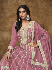 Light Pink Silk Anarkali Suit