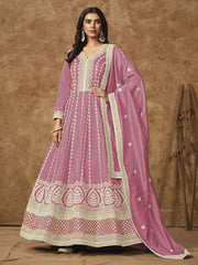 Light Pink Silk Anarkali Suit