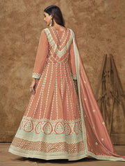 Soft Peach Silk Anarkali Suit