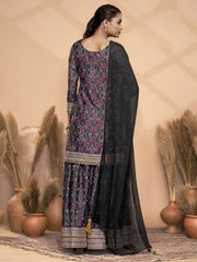 Black Chinon Bandhini Print Embroidered Sequins Palazzo Suit