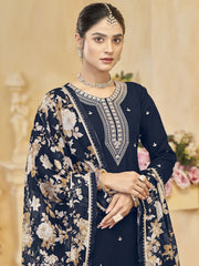 Royal Blue Gharara Style Palazzo Suit