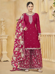 Magenta Gharara Style Palazzo Suit