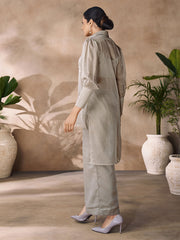 Organza Butta Casual Kurti in Grey