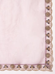 Women Crushed Oraganza Silk Embroidered Kurta Set with Dupatta