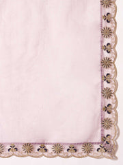Women Crushed Oraganza Silk Embroidered Kurta Set with Dupatta