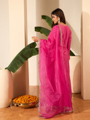 Ethnic Motifs Embroidered Thread Work Kurta With Trousers & Dupatta