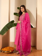 Ethnic Motifs Embroidered Thread Work Kurta With Trousers & Dupatta