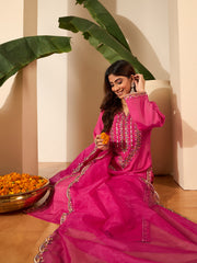 Ethnic Motifs Embroidered Thread Work Kurta With Trousers & Dupatta