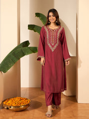 Ethnic Motifs Embroidered Thread Work Kurta With Trousers & Dupatta