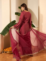 Ethnic Motifs Embroidered Thread Work Kurta With Trousers & Dupatta