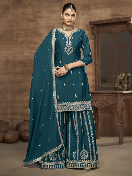Morpeach Chinon Embroidered, Sequins and Zari Work Sharara Set