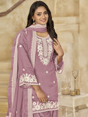 Pink Silk Patiala Partywear Suit