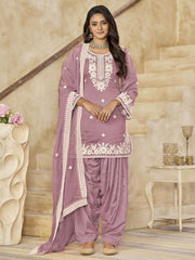 Pink Silk Patiala Partywear Suit