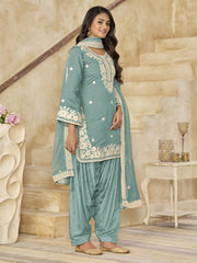 Firozi Silk Patiala Partywear Suit