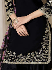 Black Embroidered Mirror Work Punjabi Suit
